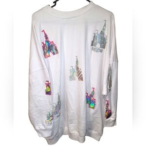 Disney Park Women Sweatshirt Cinderella Castle Pullover White (3X)